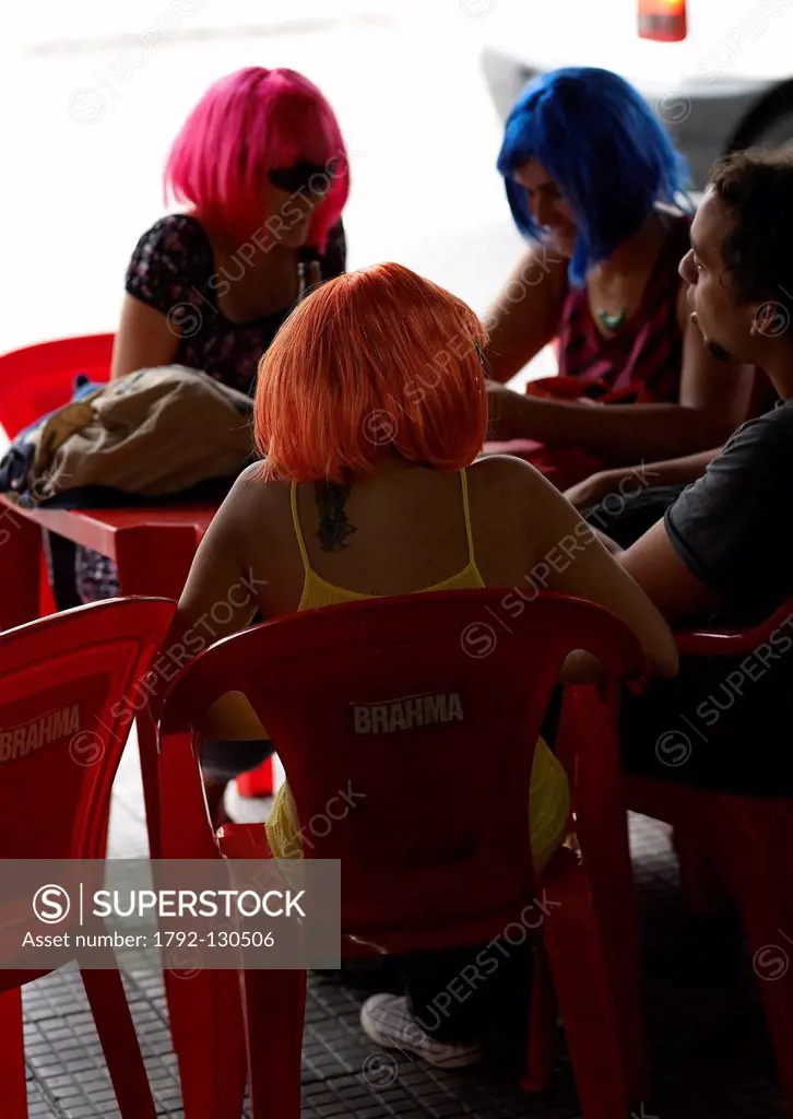 Brazil, So Paulo, feature: So Paulo confidential, Liberdad Japanese neighborhood, women with colorful wigs