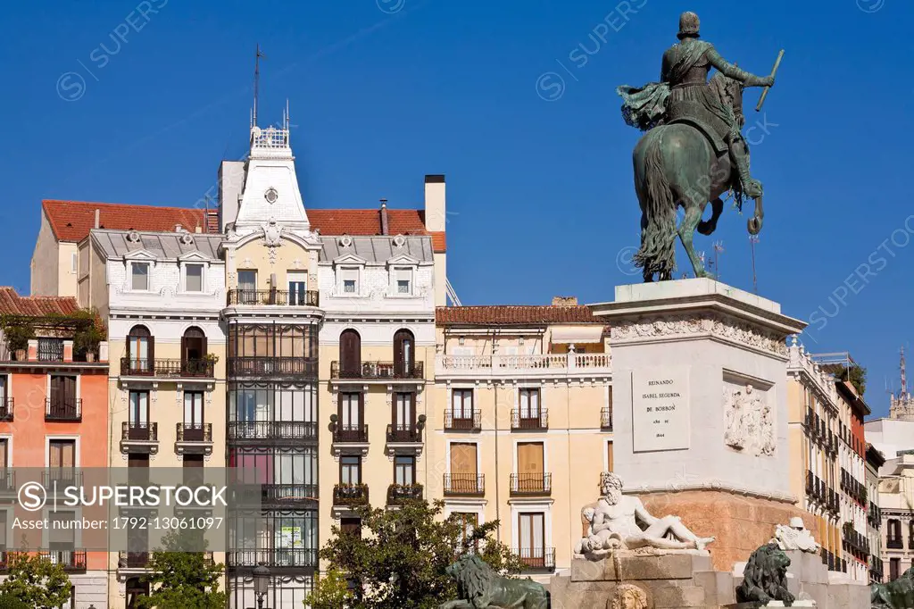 Spain, Madrid, Plaza de Oriente, Philip IV equestrian statue by Pietro Tacca realised between 1634 and 1640