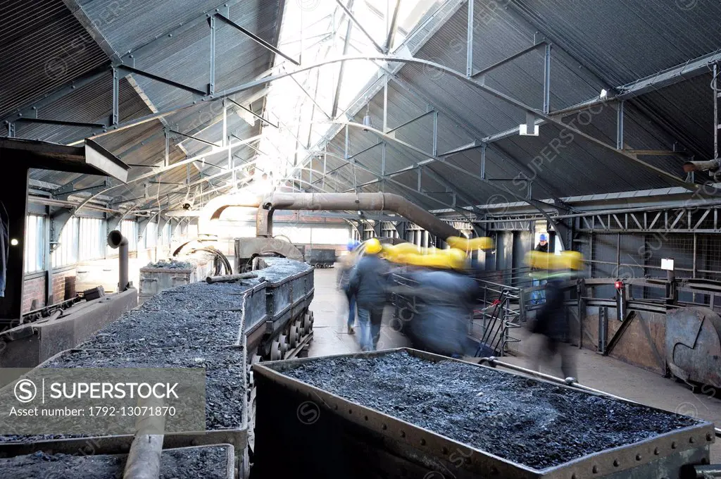France, Nord, Lewarde, Mining History Centre listed as World Heritage by UNESCO, coal wagons in the room of Grinding