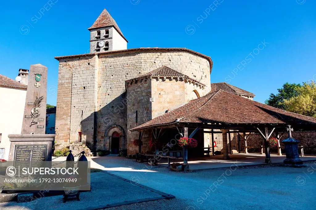 France, Dordogne, Perigord Vert, Saint Jean de Cole, labelled Les Plus Beaux Villages de France (The Most Beautiful Villages of France), the church an...