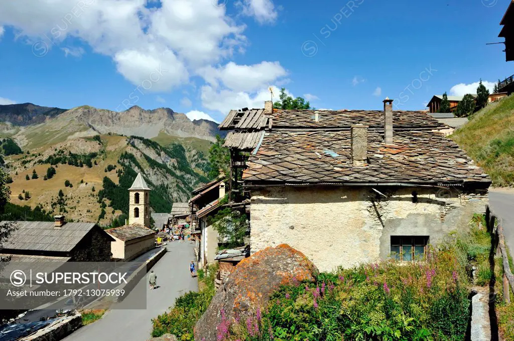 France, Hautes Alpes, Queyras Regional Natural Park, Saint Veran village, labelled Les Plus Beaux Villages de France (The Most Beautiful Villages of F...