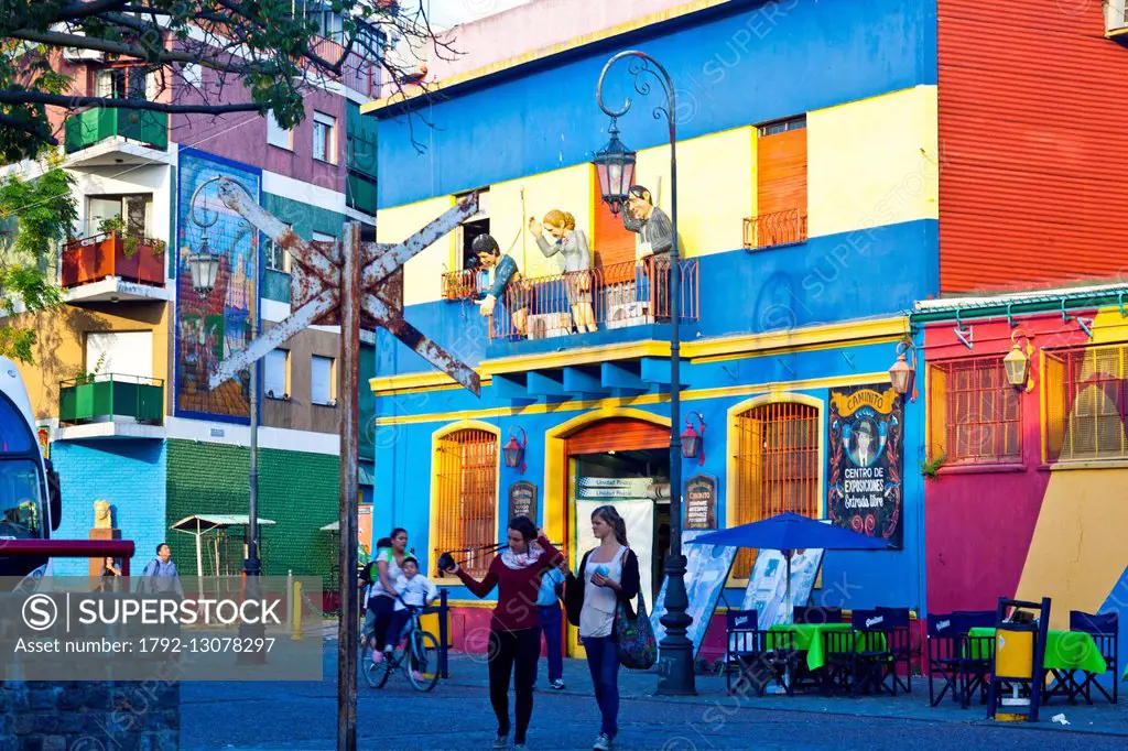Argentina, Buenos Aires, colorful houses in La Boca area