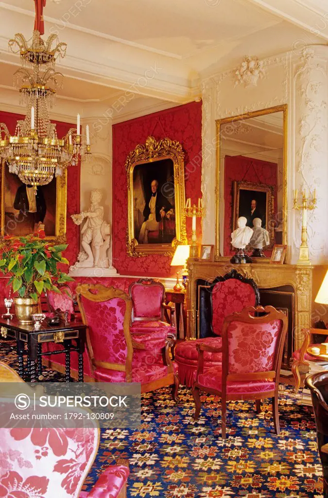 France, Gironde, Pauillac, Chateau Lafite Rothschild, the Napoleon III living room in Rothschild style