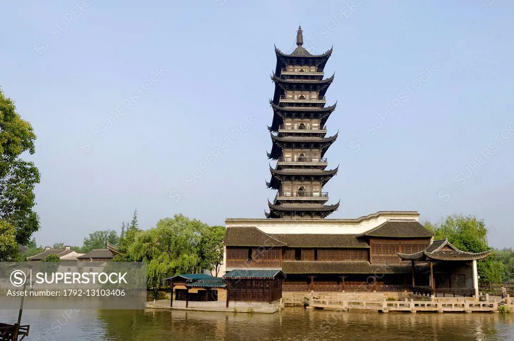 China, Zhejiang Province, Wuzhen, pagoda