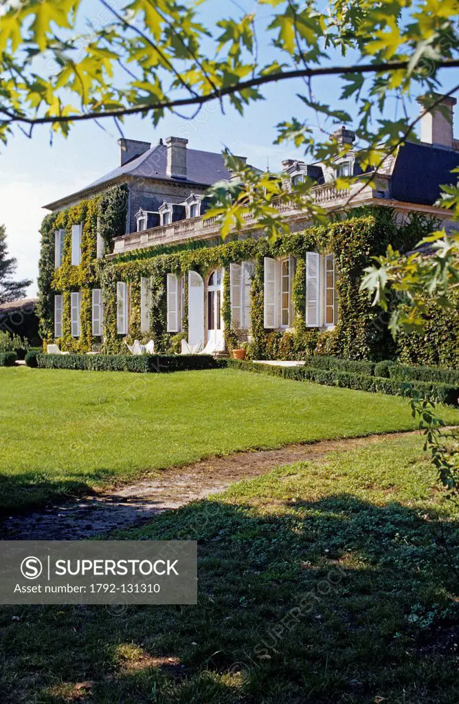 France, Gironde, Saint Julien Beychevelle, Chateau Talbot, 19th century house, garden