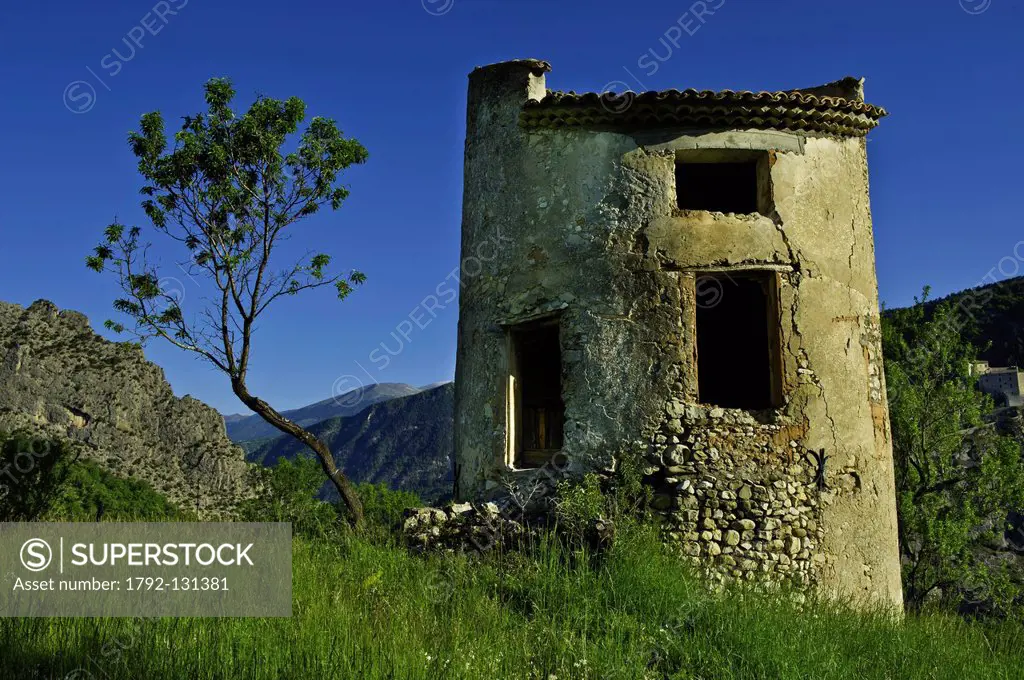 France, Alpes de Haute Provence, Entrevaux, old tower