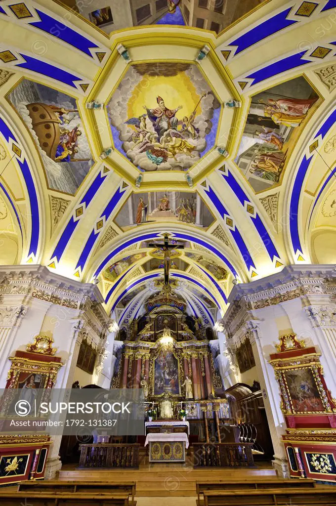 France, Haute Savoie, St Nicolas de Veroce, Les sentiers du baroque, St Nicolas de Veroce church