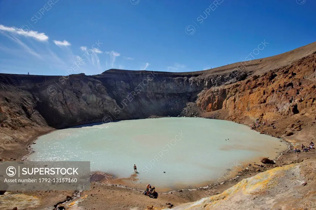 Iceland, Askja, Viti volcanic crater in summer