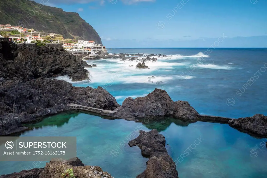 Portugal, Madeira island, Porto Moniz, a small town at the north-west point of the Island, well known for its natural volcanic pools
