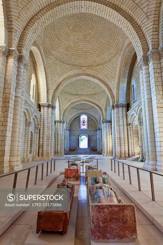 France, Maine et Loire, Loire Valley, listed as World Heritage by UNESCO, Fontevraud, Fontevraud royal abbey, Abbey Church, House of Plantagenet recum...
