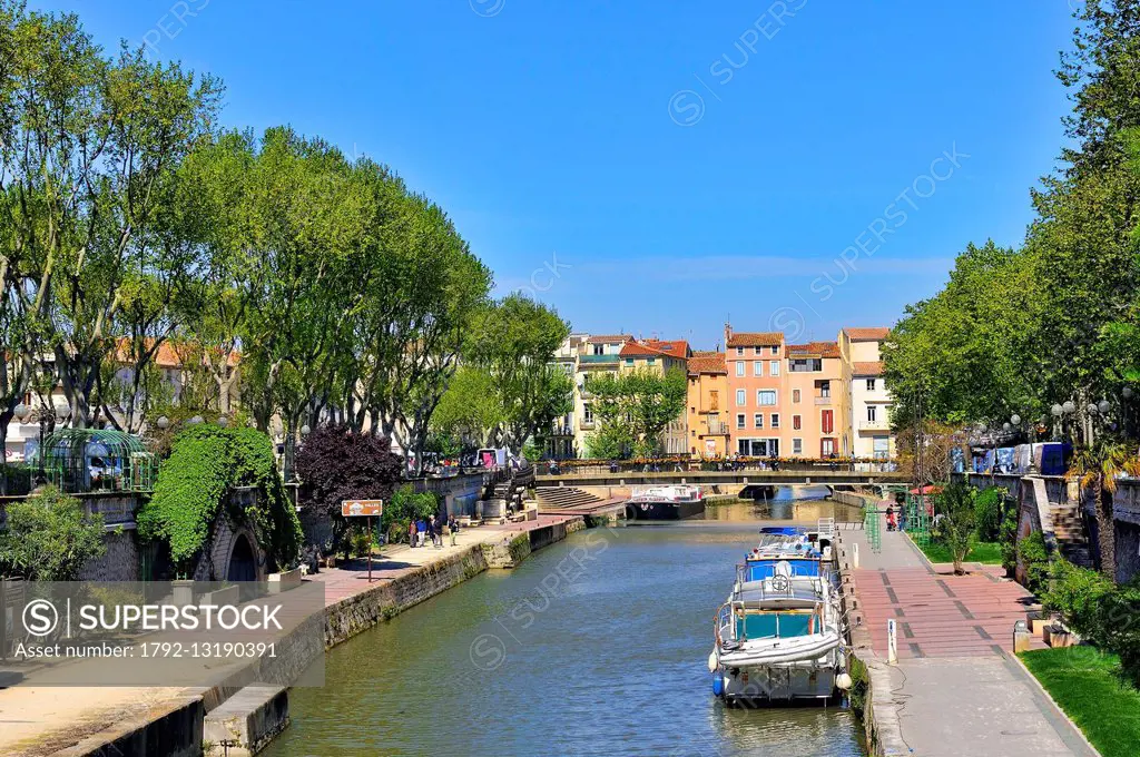 France, Aude, Narbonne, canal de la Robine