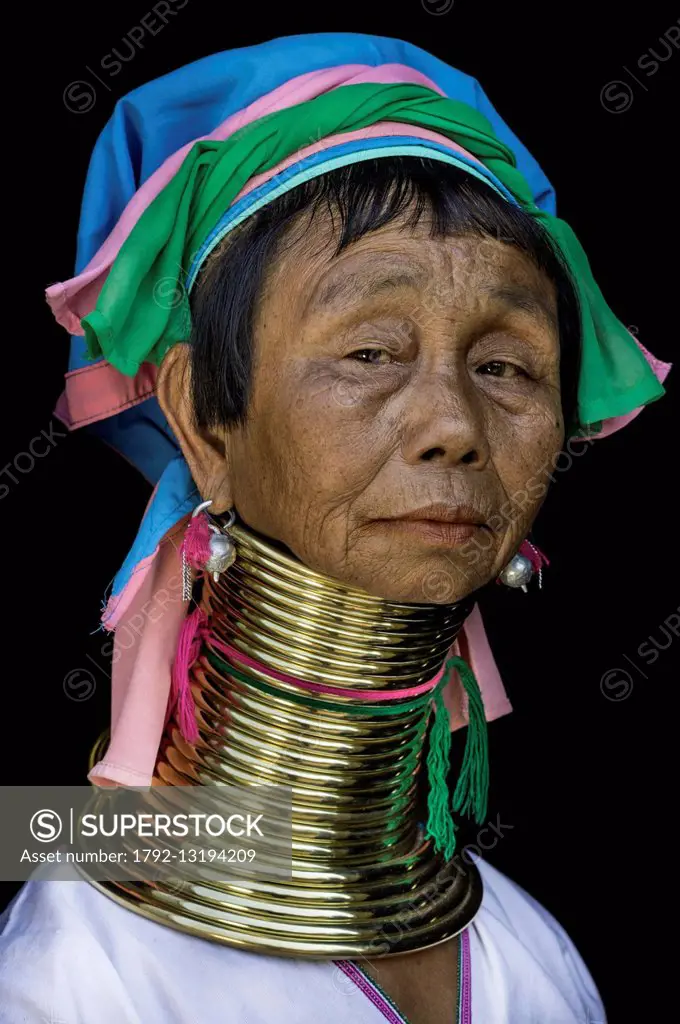 Myanmar (Burma), Kayah state, Kayan tribe (Padaung), Loikaw area, Kon Ta,  Moe Ki a woman named giraffe women - SuperStock