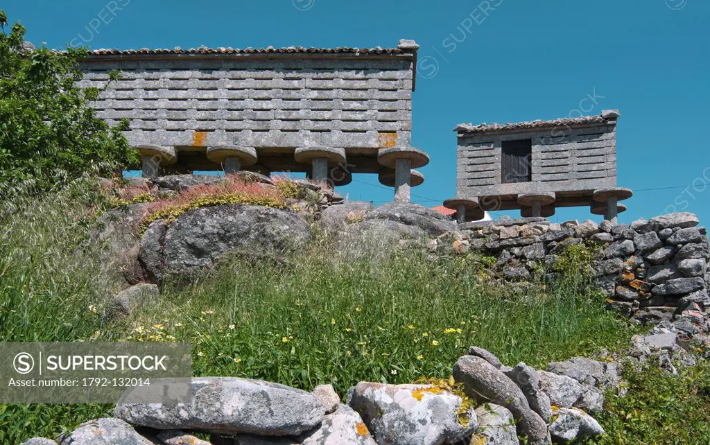 Spain, Galicia, Horreo, attic raised characteristic of Galicia