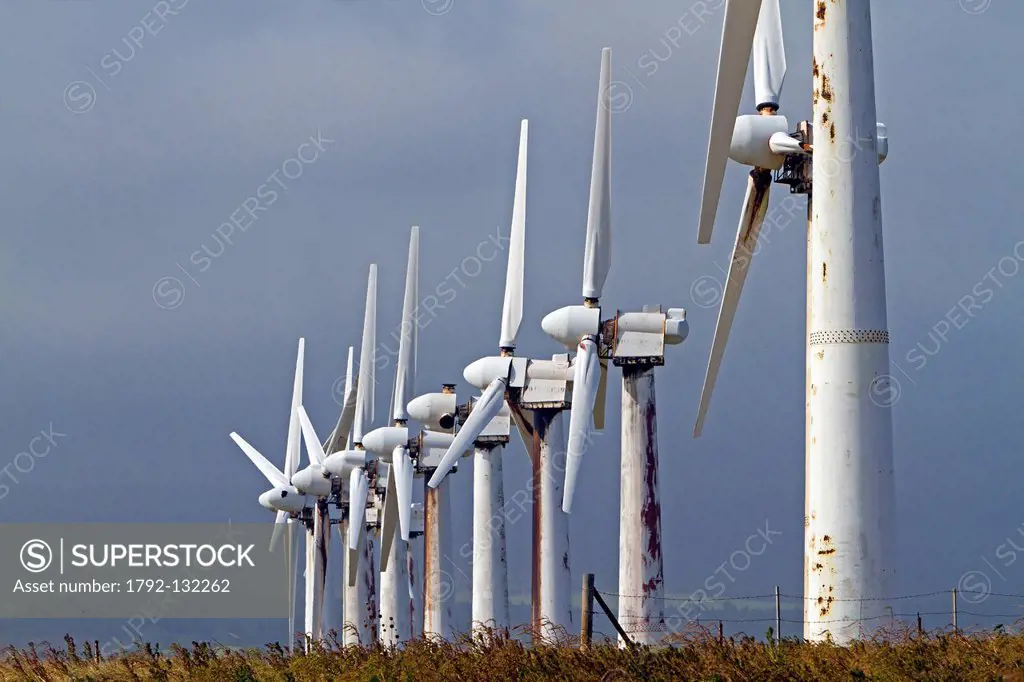 United States, Hawaii, Big island, old wind farm at Ka Lae South island Big island
