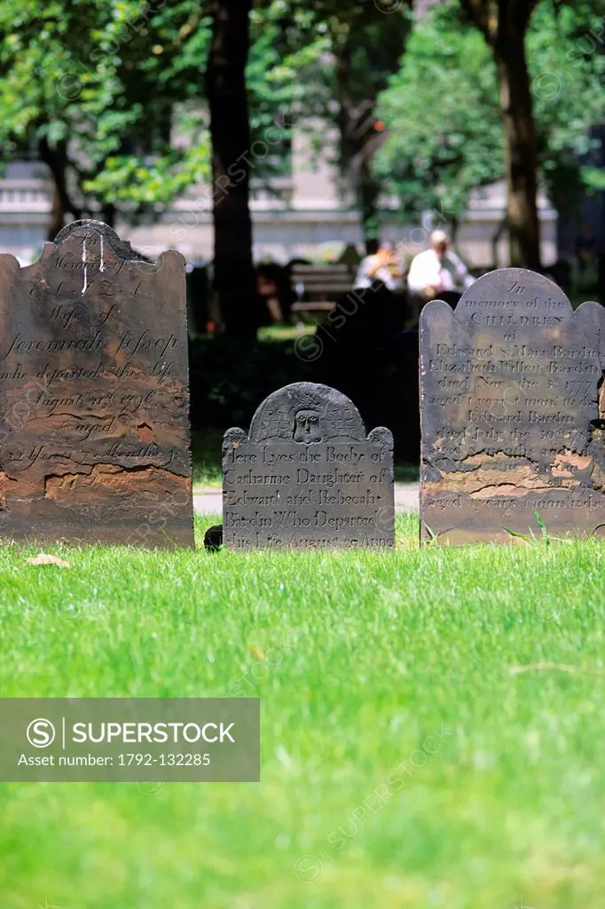 United States, New York City, Lower Manhattan, Financial District, World Trade Center, graves in the Trinity Church Cemetery