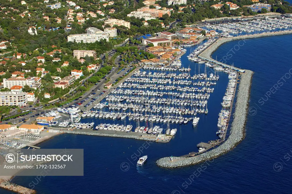 France, Var, Saint Raphael, port of Santa Lucia aerial view