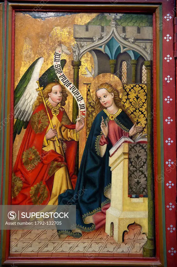 Germany, Black Forest, Schwarzwald, Baden_Wuerttemberg, Freiburg, Augustinermuseum, altarpiece qith scenes from the life of the Virgin and the Passion...