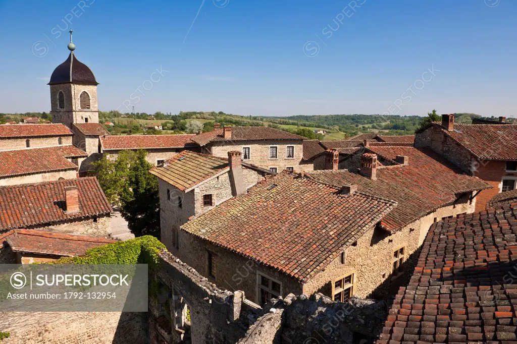 France, Ain, the Medieval village of Perouges, labelled Les Plus Beaux Villages de France The Most Beautiful Villages of France, view of the city from...