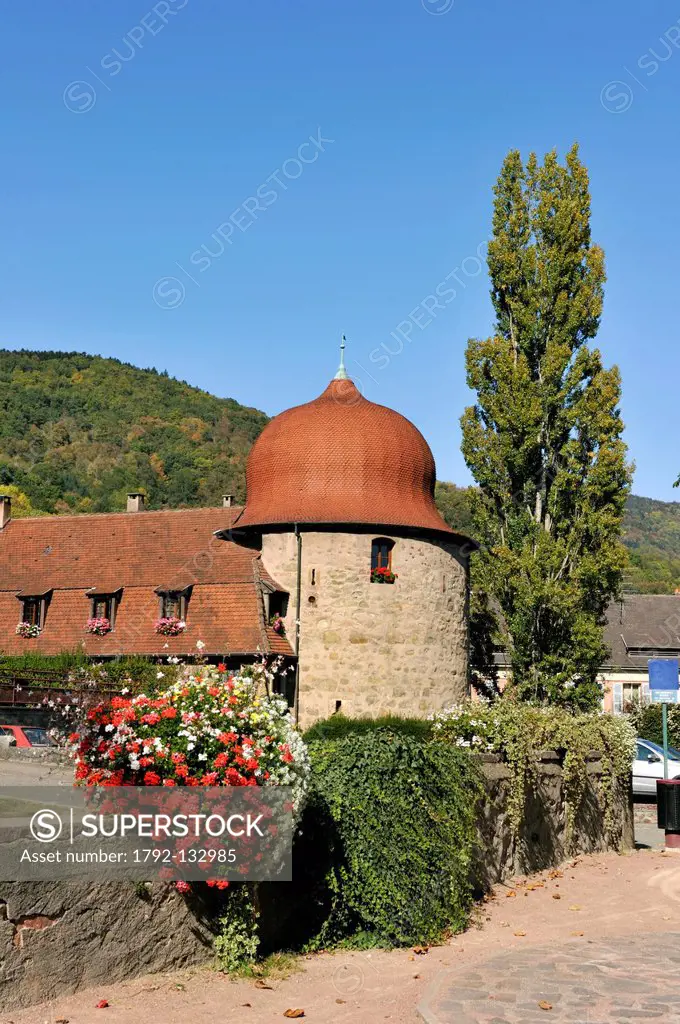 France, Haut Rhin, Thann, Tour des Sorcieres Witches Tower, south gate of the Alsace Wine Road