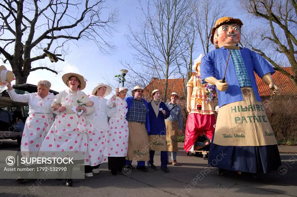 France, Nord, Villeneuve d´Ascq, Giants from Nord and Belgium listed as Intangible Cultural Heritage by UNESCO, Giant of Nord regions, folk dance from...