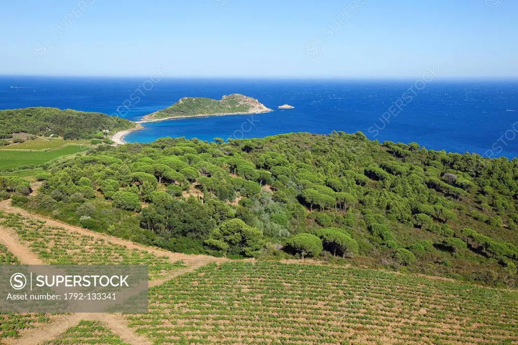 France, Var, Ramatuelle, Saint Tropez peninsula, Cap Taillat aerial view