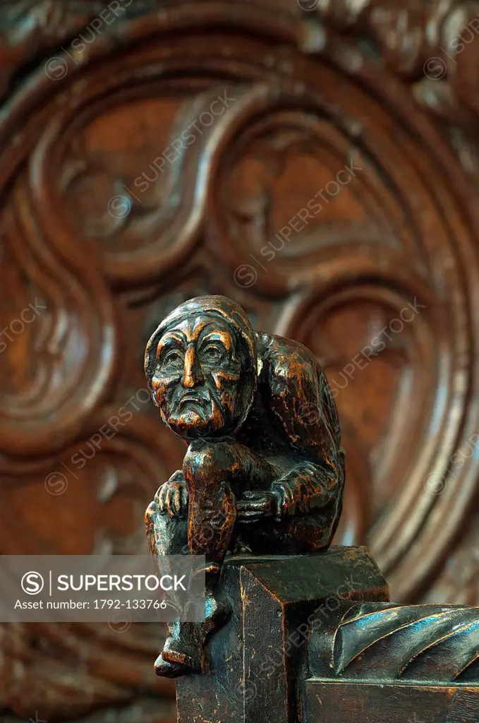 France, Haut Rhin, Thann, the collegiate church of Saint Thiebaut, the carved stalls of the 15th century