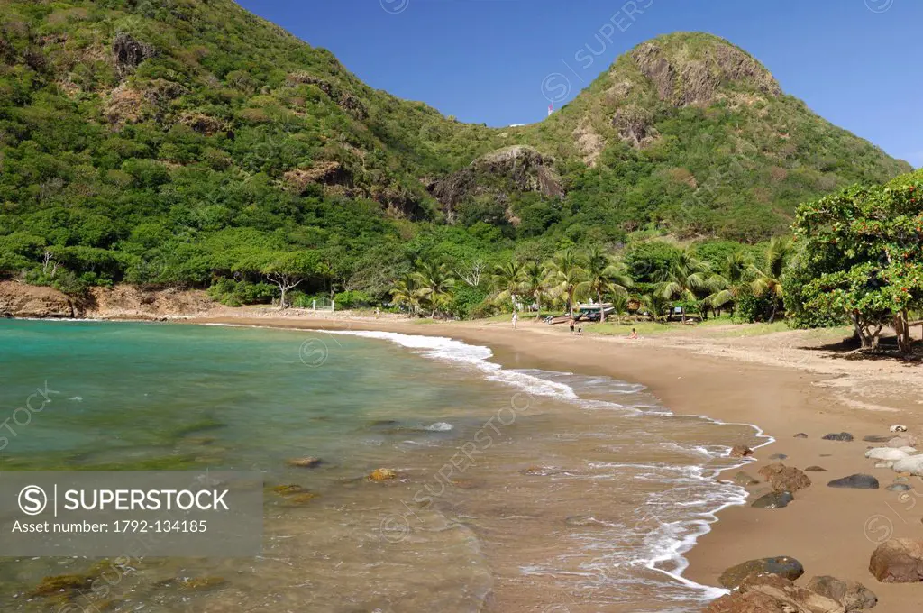 France, Guadeloupe French West Indies, Les Saintes, Terre de Haut, Anse du Figuier, sandy beach and lagoon