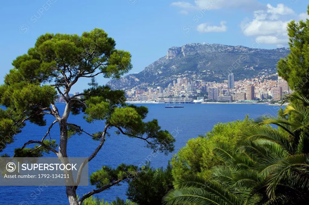 France, Alpes Maritimes, Roquebrune Cap Martin, Cap Martin, Villa Torre Clementina private property, the bottom Monaco