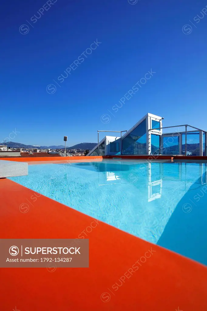 France, Alpes Maritimes, Nice, HI hotel, designed by Matali Crasset, rooftop pool