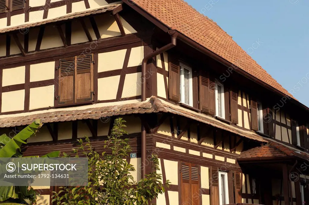 France, Bas Rhin, Eschau, half_timbered Alsatian house