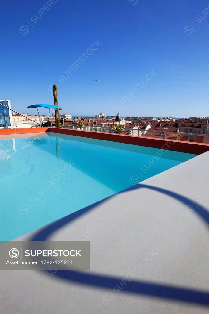 France, Alpes Maritimes, Nice, HI hotel, designed by Matali Crasset, rooftop pool