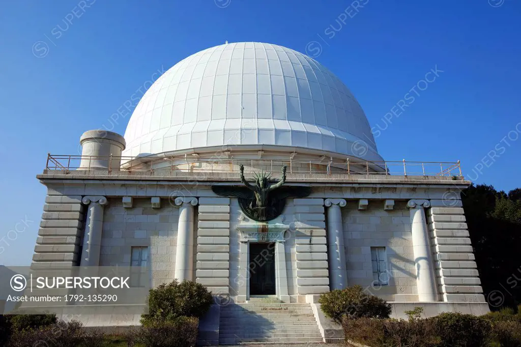 France, Alpes Maritimes, Nice, Mont Gros, the observatory was established in 1881 by philanthropist Raphael Bischoffsheim, the dome Bischoffsheim