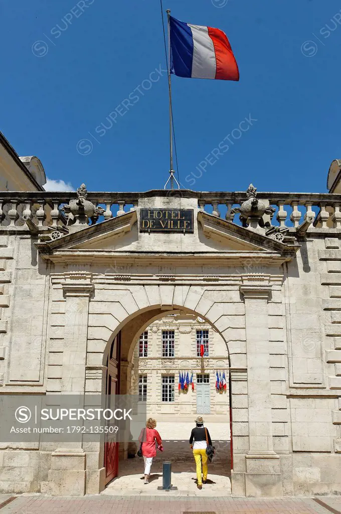 France, Meuse, Verdun, City Hall, mansion inspired by 17th century Parisian building, main entrance from the street