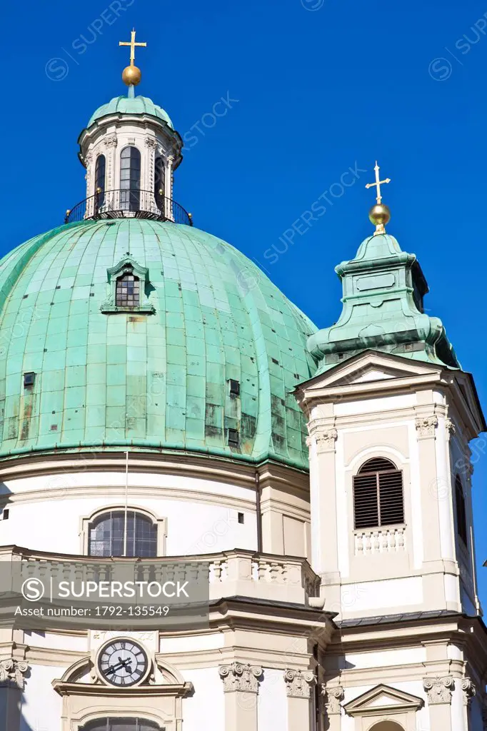 Austria, Vienna, historic center listed as World Heritage by UNESCO, Petersplatz, St. Peter Church Peterskirche, built in 1722, Baroque style