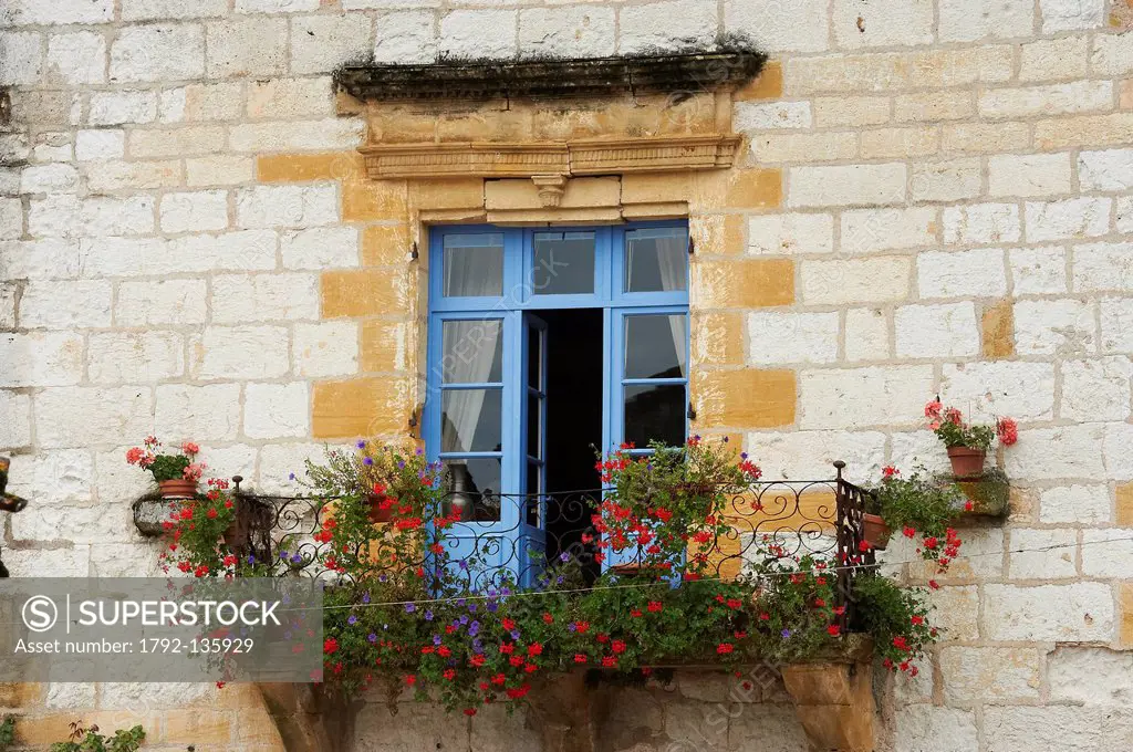 France, Dordogne, Monpazier, labeled Les Plus Beaux Villages de France The Most Beautiful Villages of France, architectural details