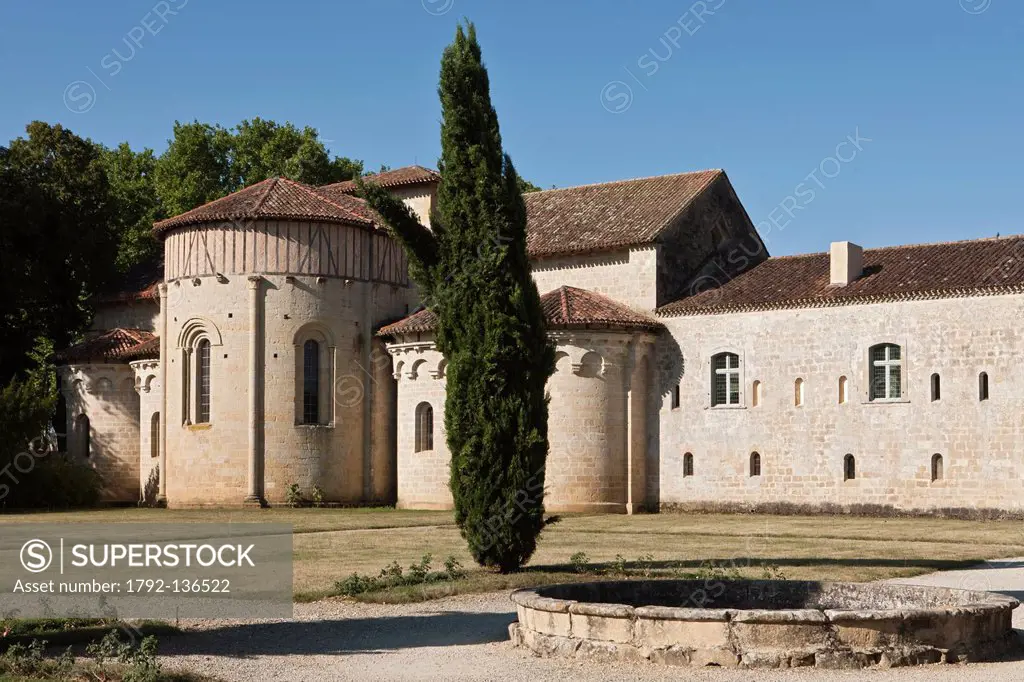 France, Gers, Valence sur Baise, Abbey Flaran, the apse of the Romanesque church