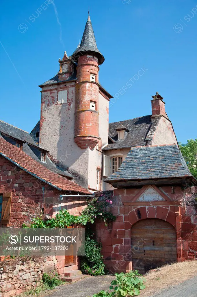 France, Correze, Collonges la Rouge, labelled Les Plus Beaux Villages de France the Most Beautiful Villages of France, Maussac castle