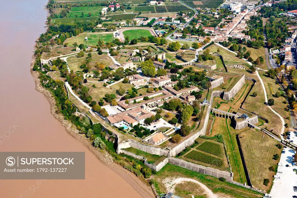 France, Gironde, Blaye, La Citadelle, Fortifications of Vauban, listed as World Heritage by UNESCO aerial view