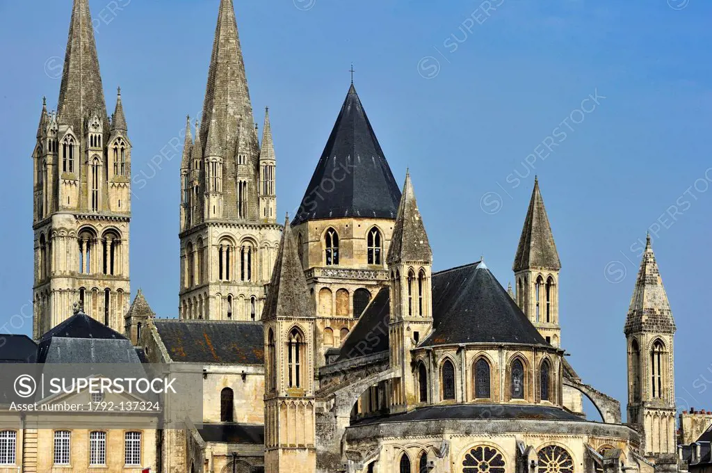 France, Calvados, Caen, Abbaye aux Hommes Men´ Abbey, Romanesque architectur
