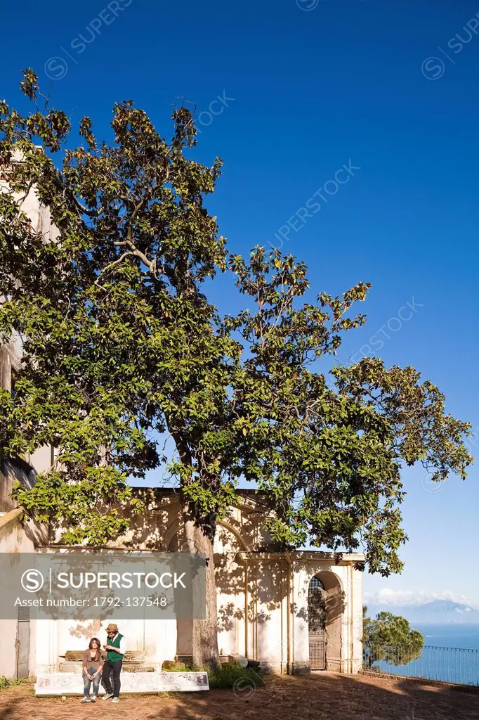 Italy, Campania, Naples, the Vomero hill, charterhouse of San Martino built in the 14th century and redecorated throughout the 17th century, a terrace...