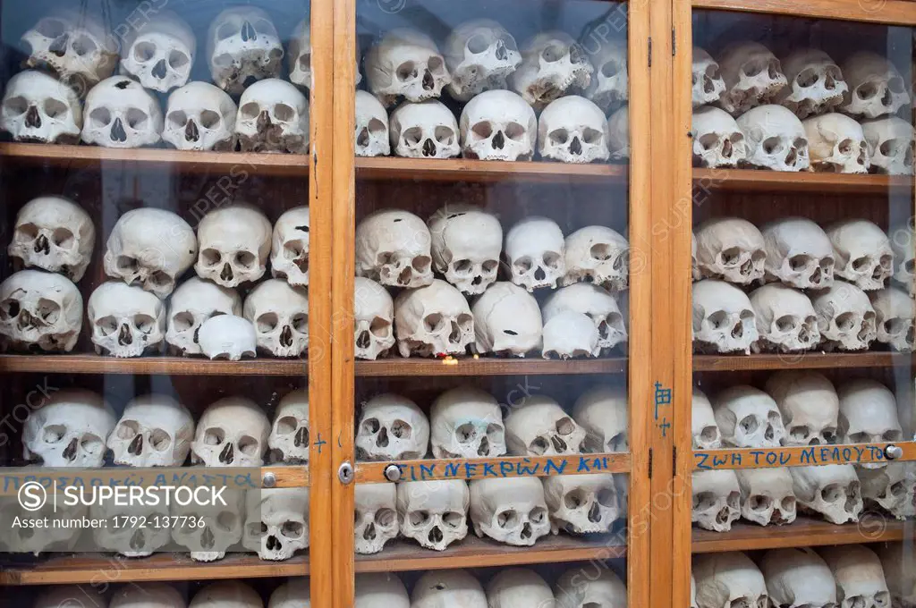 Greece, Chio Island, Nea Moni Orthodox Monastery, in the Holy Cross Chapel are stored the bones of the Massacre of Chio in 1822 when 25000 Greek peopl...