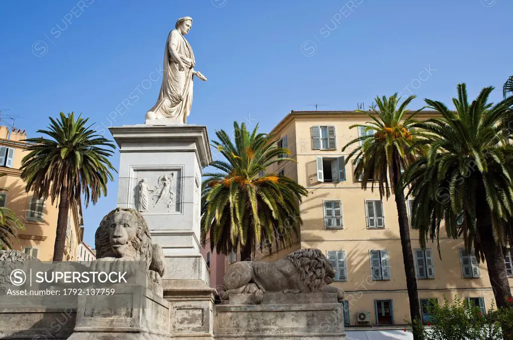 France, Corse du Sud, Ajaccio, statue of Bonaparte on Marechal Foch square