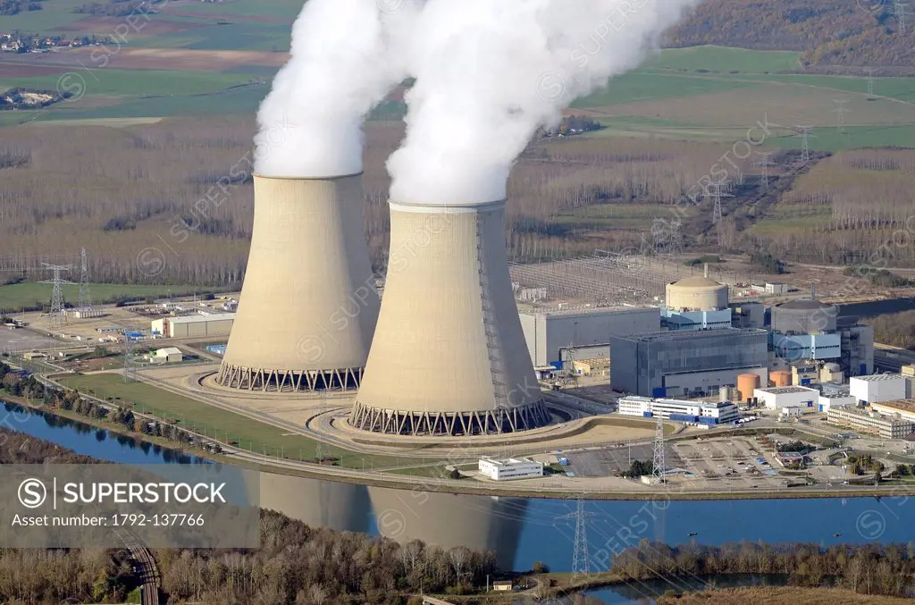 France, Aube, Nogent sur Seine nuclear power station aerial view