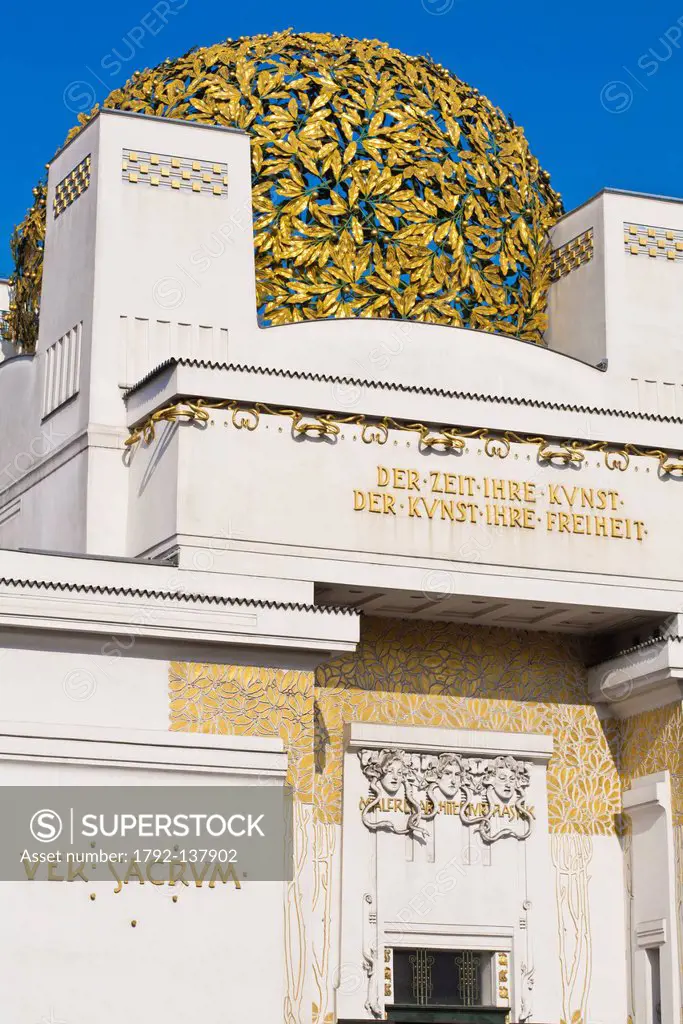 Austria, Vienna, Secession Palace, imagined by Otto Wagner and Gustav Klimt, built by Joseph Maria Olbrich in 1897, with the motto : To each age its a...