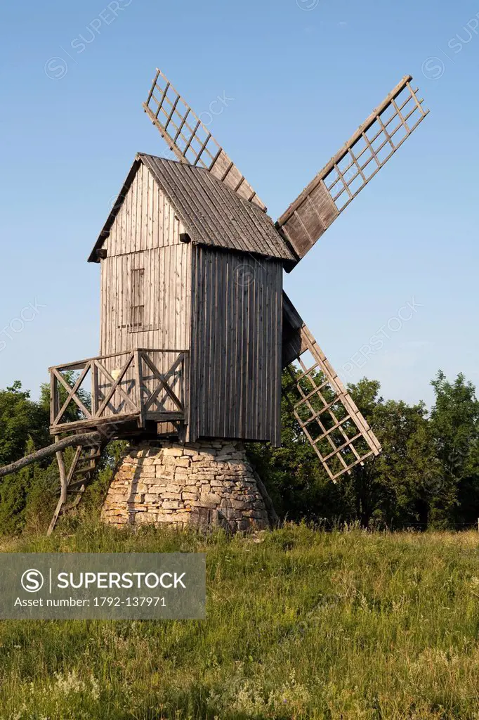 Estonia Baltic States, Saare Region, Muhu Island, windmill