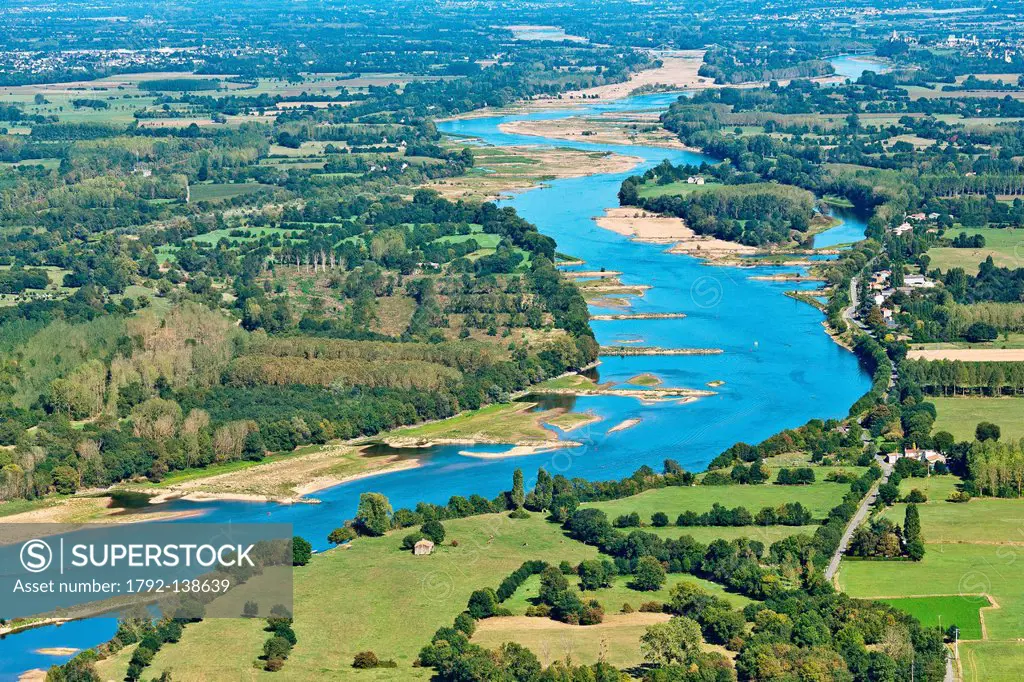 France, Loire_Atlantique, Ancenis, the Loire river aerial photography