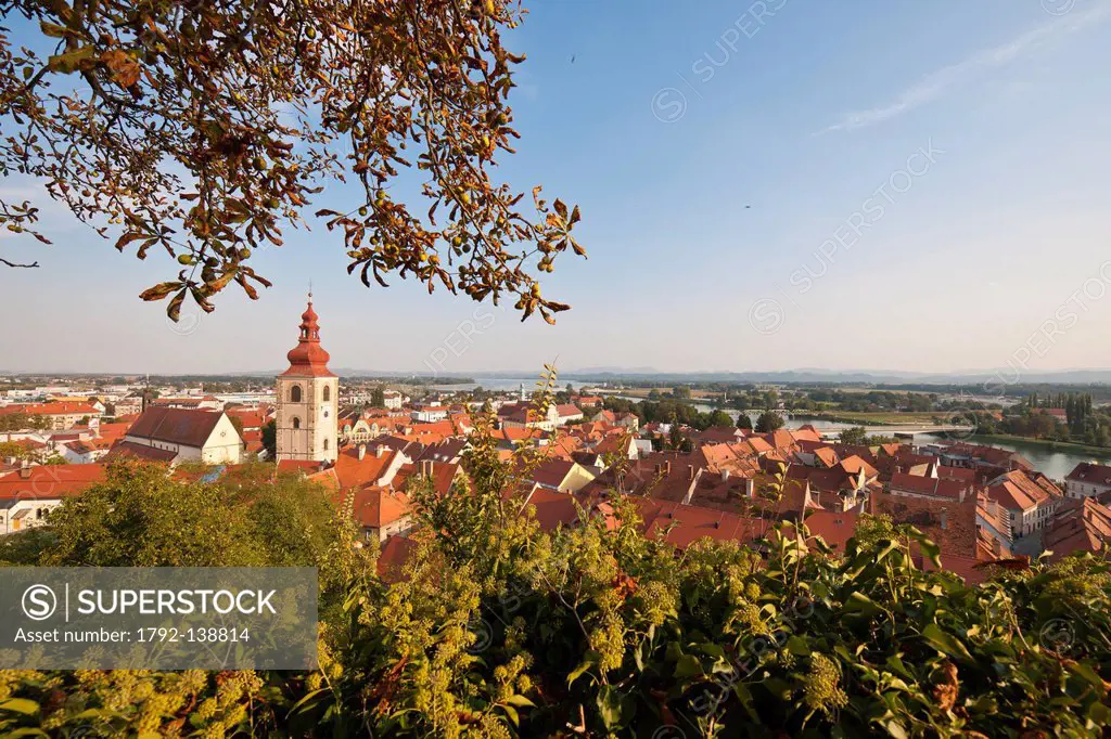 Slovenia, Lower Styria Region, Ptuj, town on the Drava River banks, the tower of the city