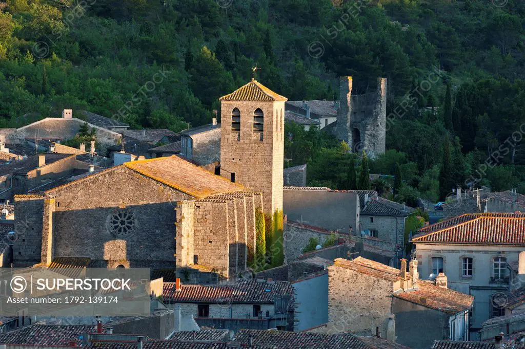 France, Aude, Lagrasse, labelled Les Plus Beaux Villages de France The Most Beautiful Villages of France, St Michel Church, built from 1359 to 1398