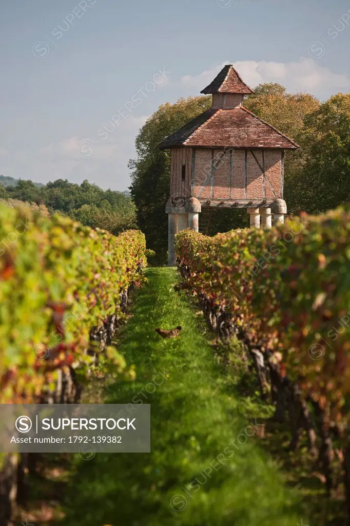 France, Lot, Caillac, dovecote in the vineyards of Cahors Chateau de La Gre zet