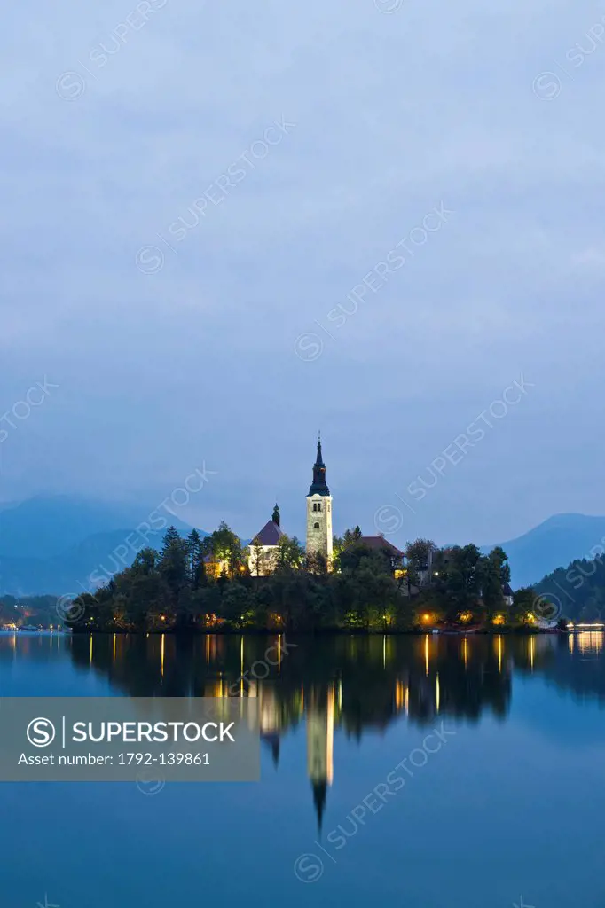 Slovenia, Gorenjska Region, Bled, the church of Assumption on the island of the lake Bled